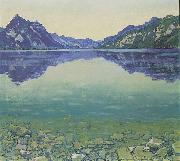 Ferdinand Hodler Thunersee mit symmetrischer Spiegelung vor Sonnenaufgang France oil painting artist